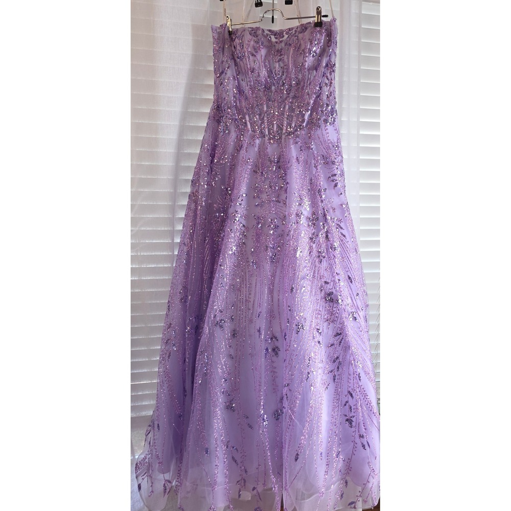 JVN by Jovani Lilac Purple Sequin Corset Tulle Formal Gown Dress 18